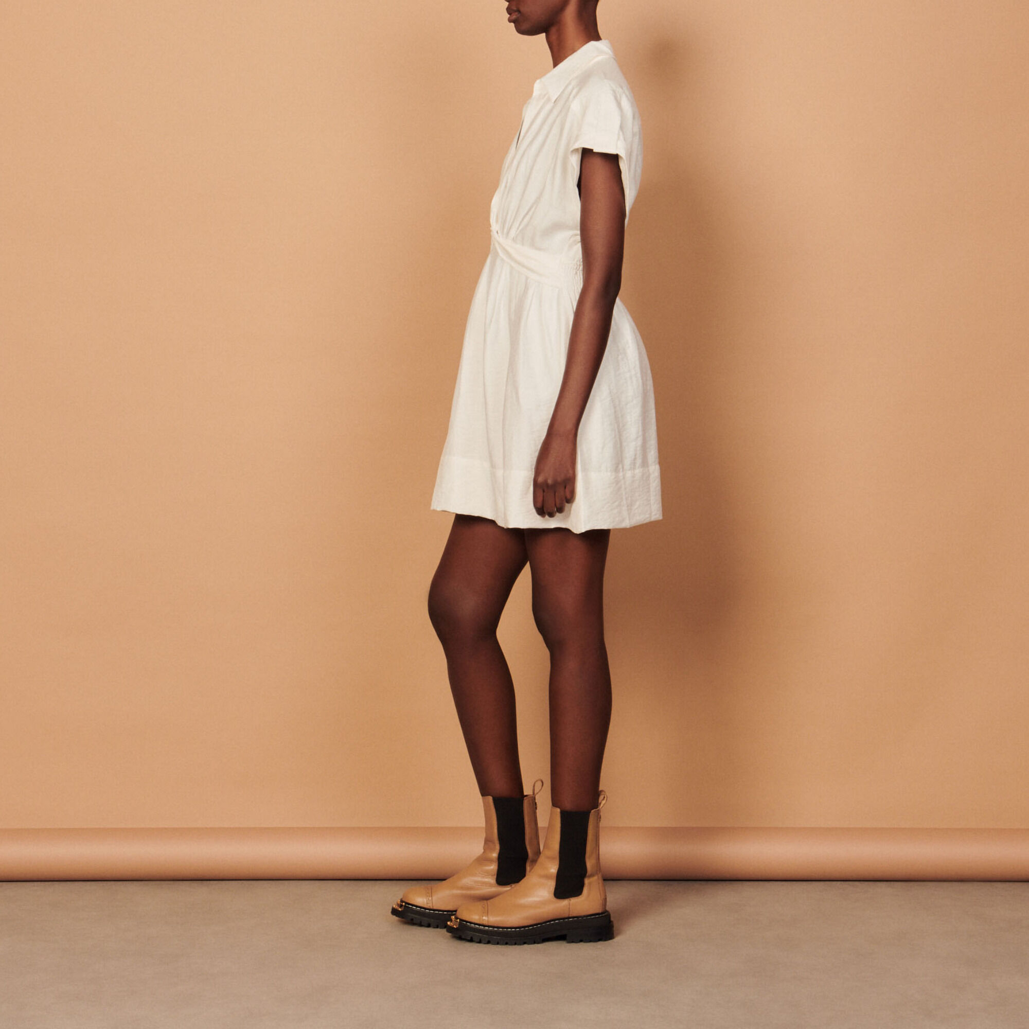 Short linen dress - Dresses | Sandro Paris